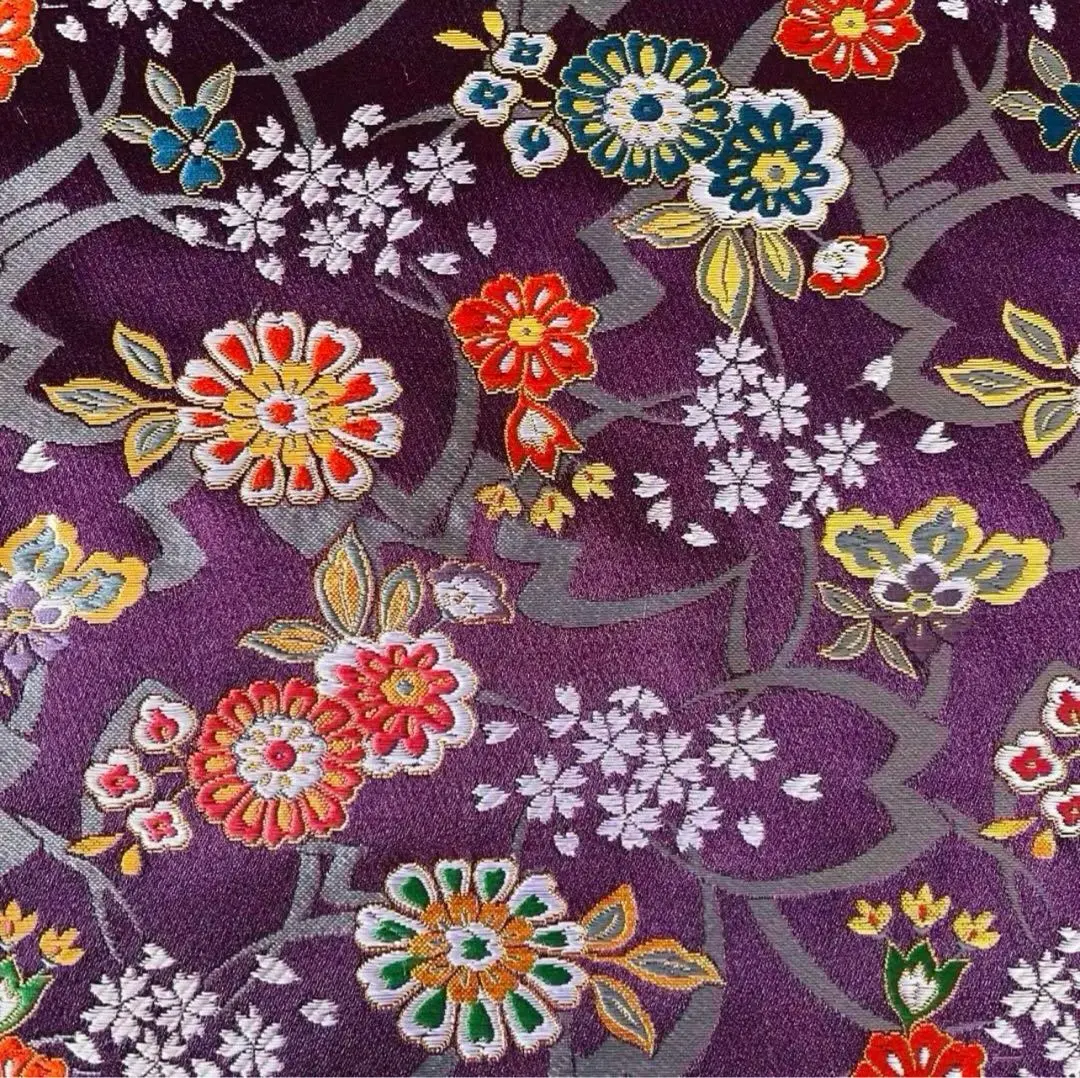 Thumbnail of Kinran 059 Cut ① 34cm width, 30cm length, Purple, Flowers, Green, Cherry Blossoms, Anonymous Shipping