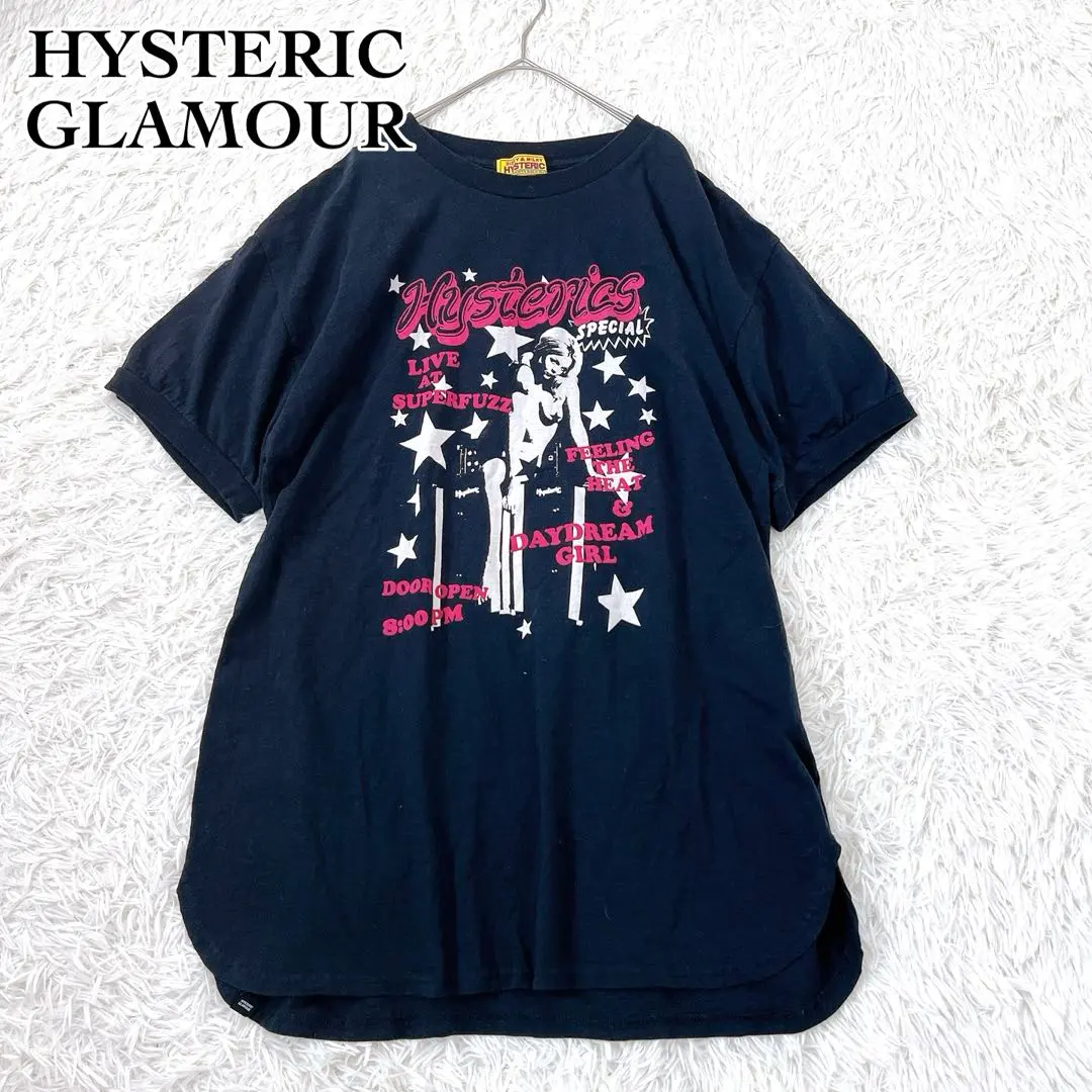 Thumbnail of HYSTERIC GLAMOUR Star Print T-shirt Made in Japan F Black x Pink