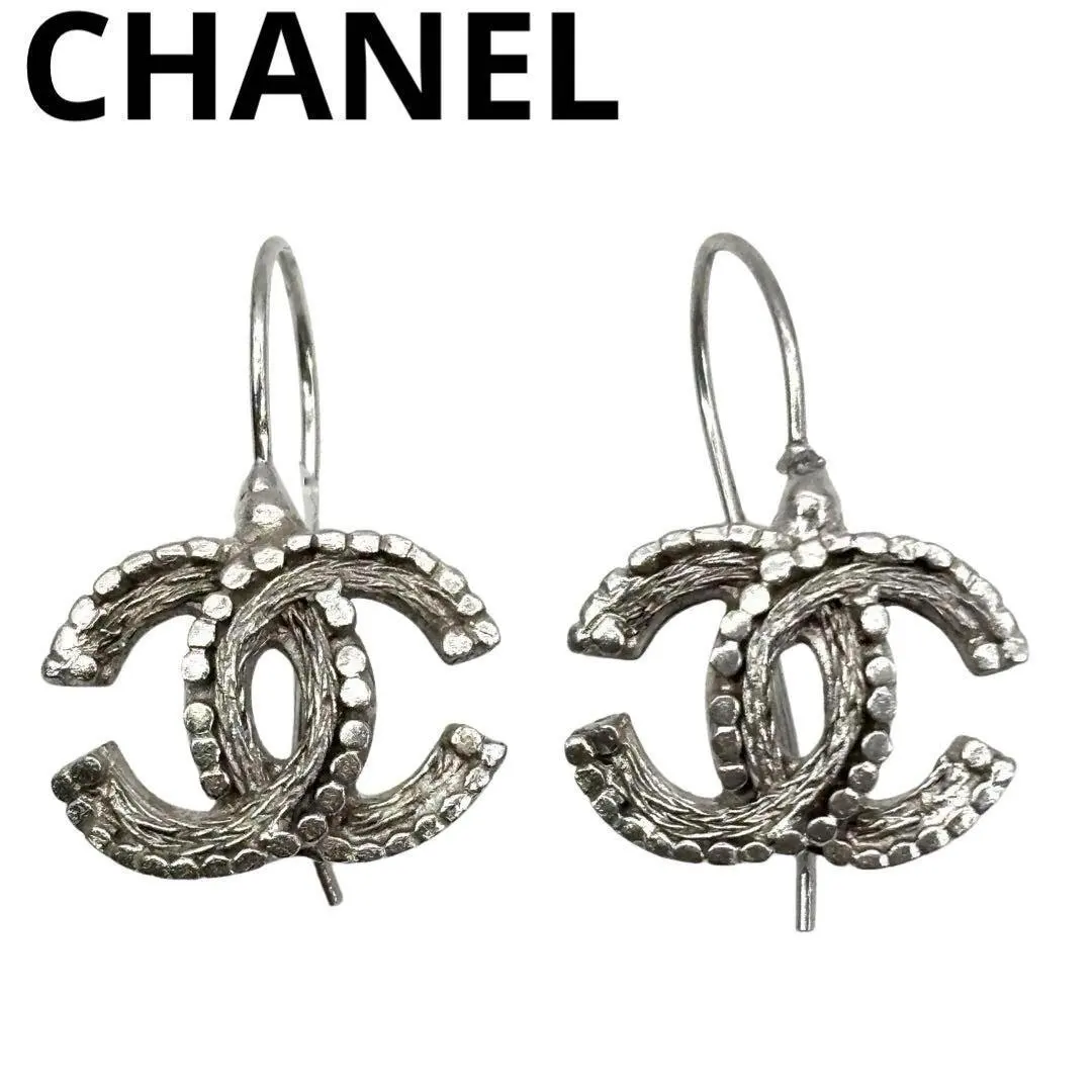 Thumbnail of Popular! CHANEL Chanel Hook Earrings Coco Mark Silver 2M43