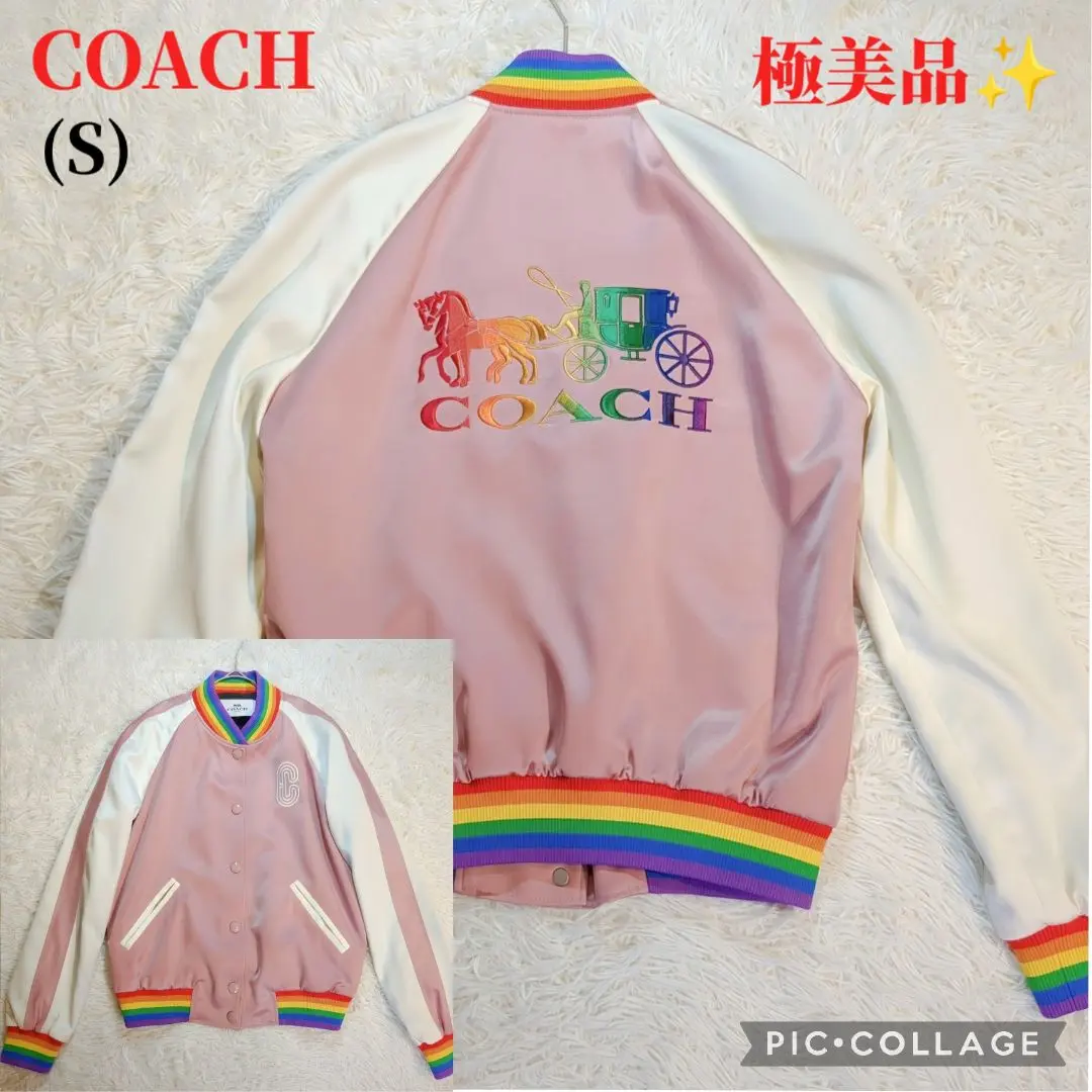 COACH 花柄刺繍 スカジャン コーチ】COACH・レディース フラワー刺繍 スカジャン（XS）訳