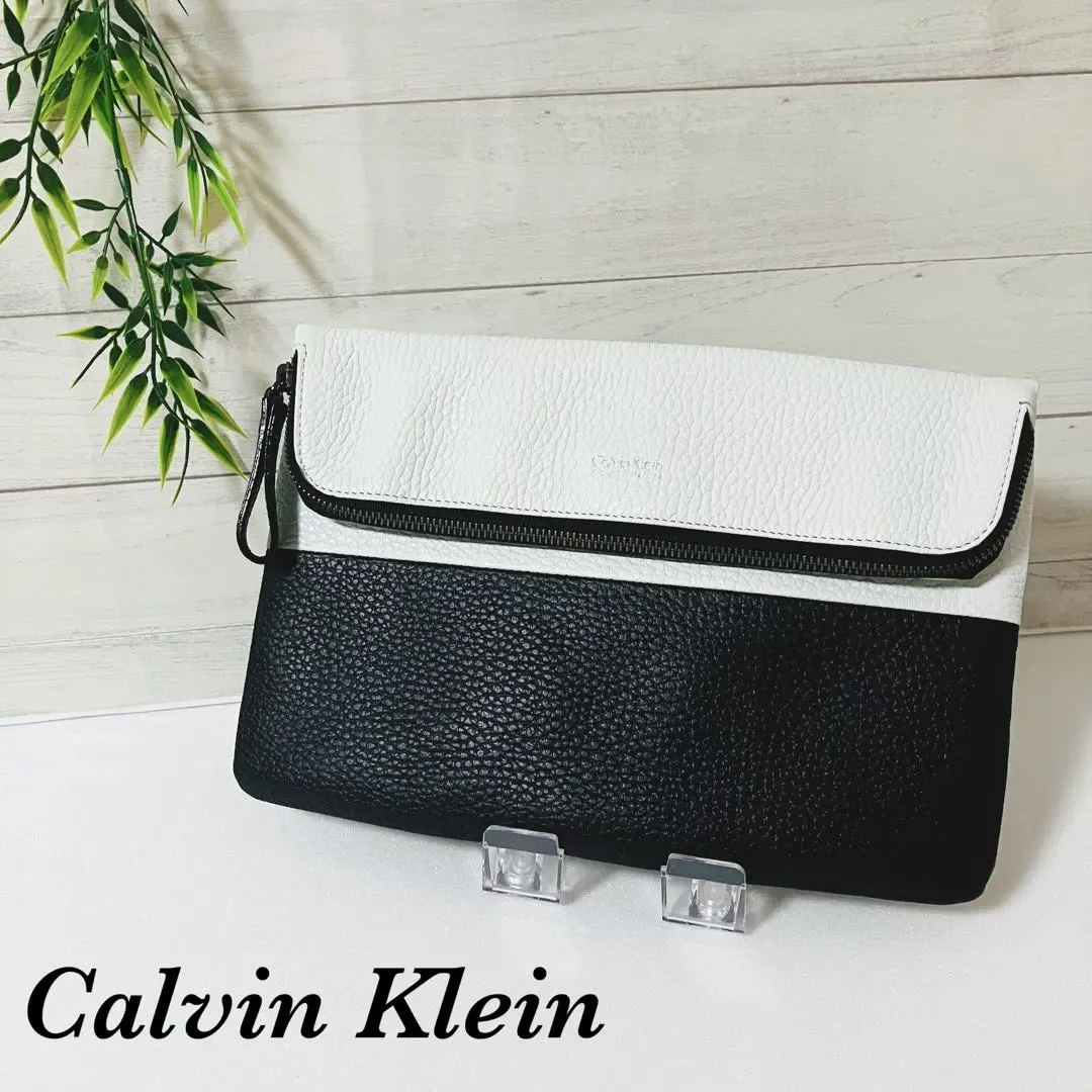 【未使用品】Calvin Klein Platinum 真皮製手拿包 的縮圖