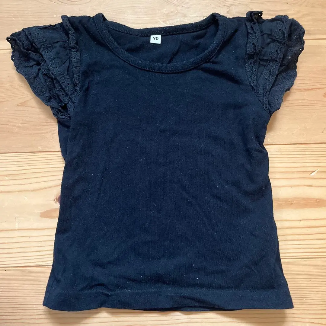 黑色 蕾絲 T恤 90 的縮圖