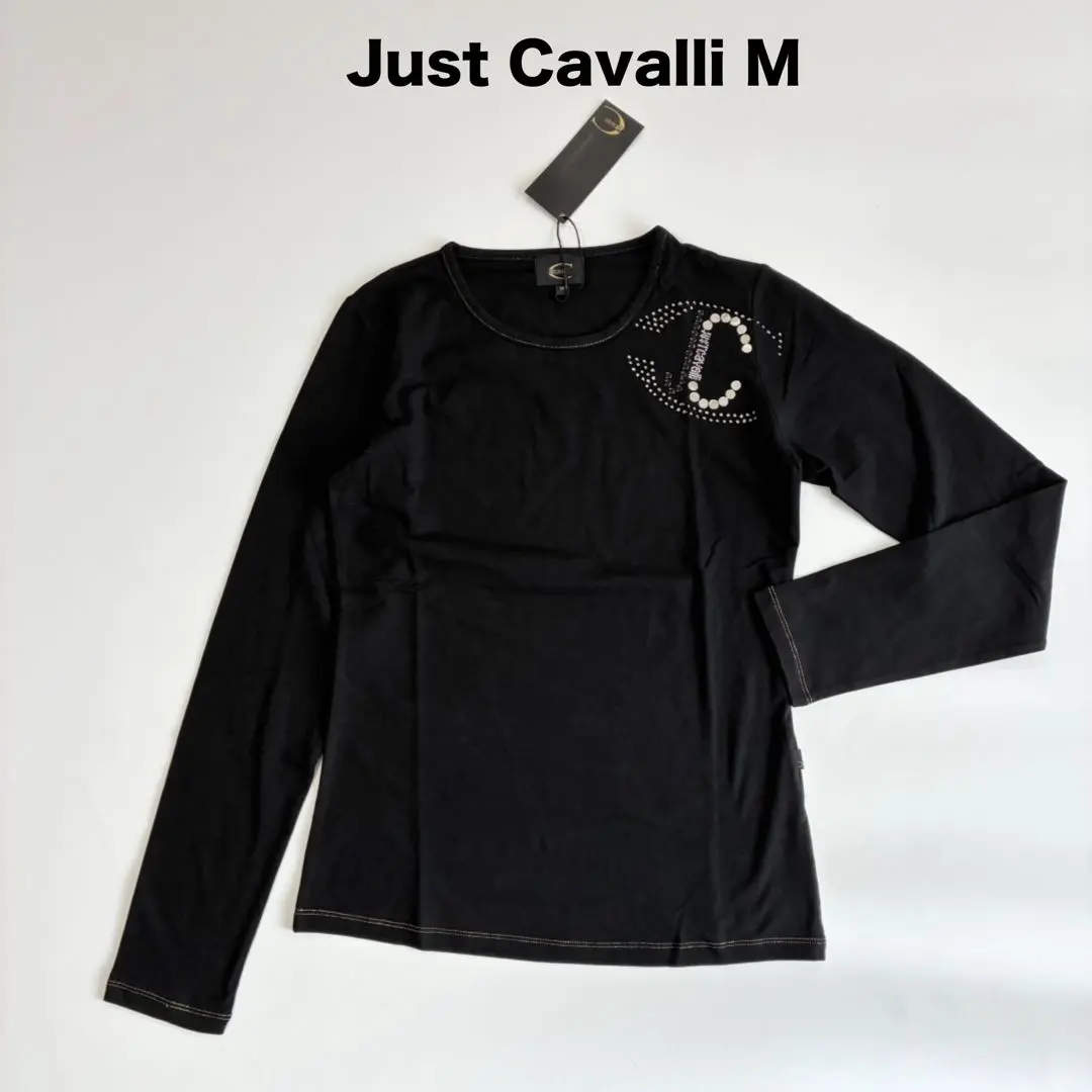 ジャストカヴァリ JUST cavalli 美品 20SS カットソー 長袖 ハイネック レオパード柄 ヒョウ柄 40 160/84A M相当 黒 白 X レディース ジャストカヴァリ 美品 20SS カットソー 長袖 ハイネック