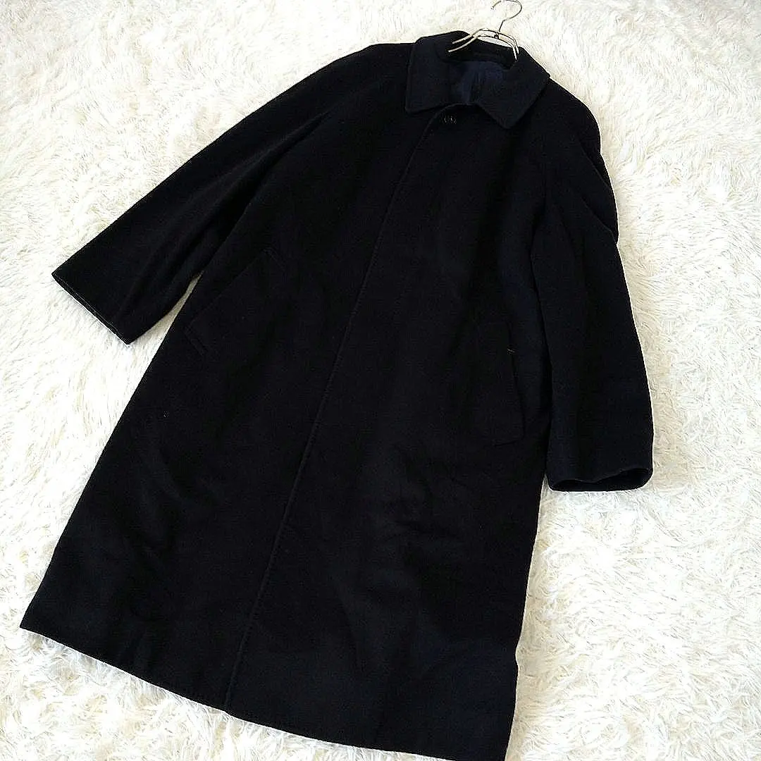 Thumbnail of HARDY AMIES 100% Cashmere Stand Collar Coat Black A6 - Highest Quality
