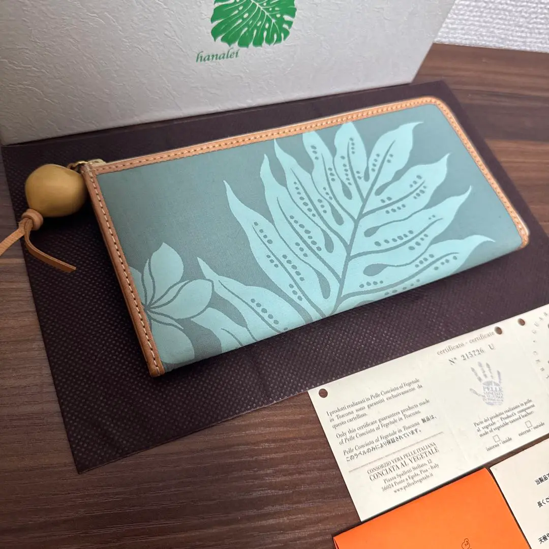【未使用・送料無料】ハワイ hanalei HANALEI 長財布 hanalei 長財布 ハワイアン ヌメ革 ホヌ レザー ※裏面名前印字