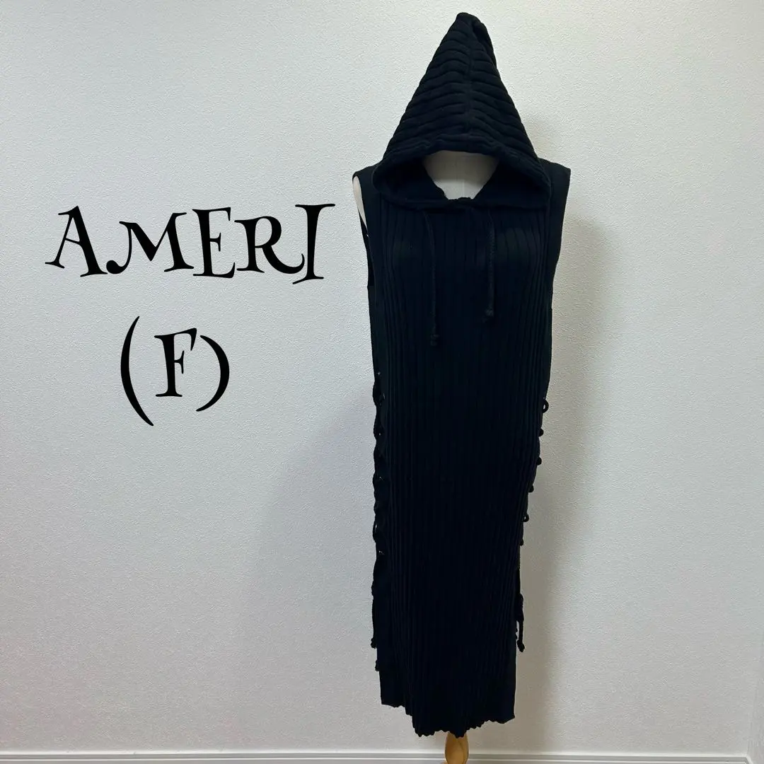 AMERI アメリ (F) ヴィンテージ HOODIE LONG TOPS / 黑色 / 的縮圖