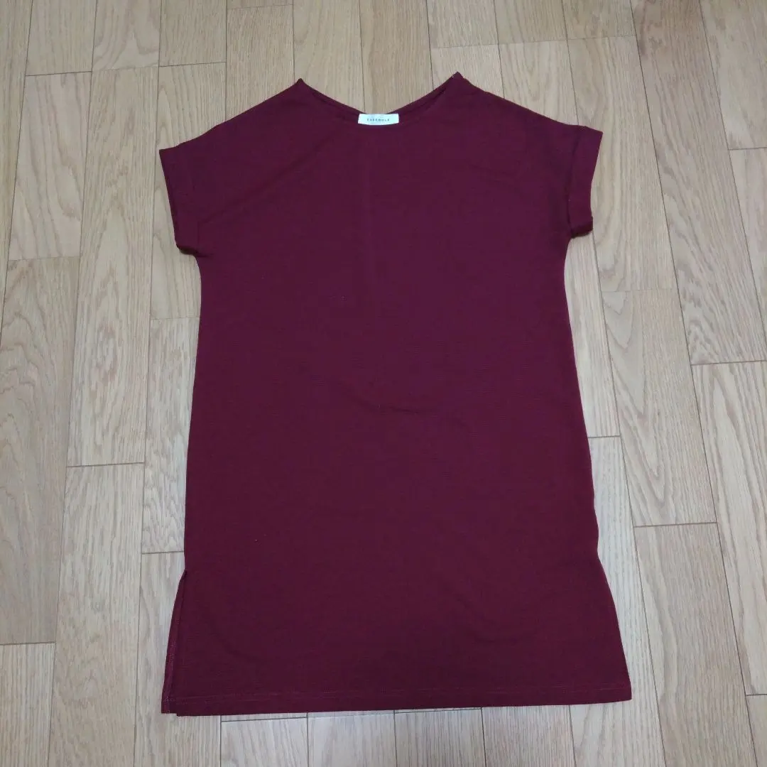 Thumbnail of EASEBULE Burgundy Cut and Sew Tunic Top, Short Sleeve