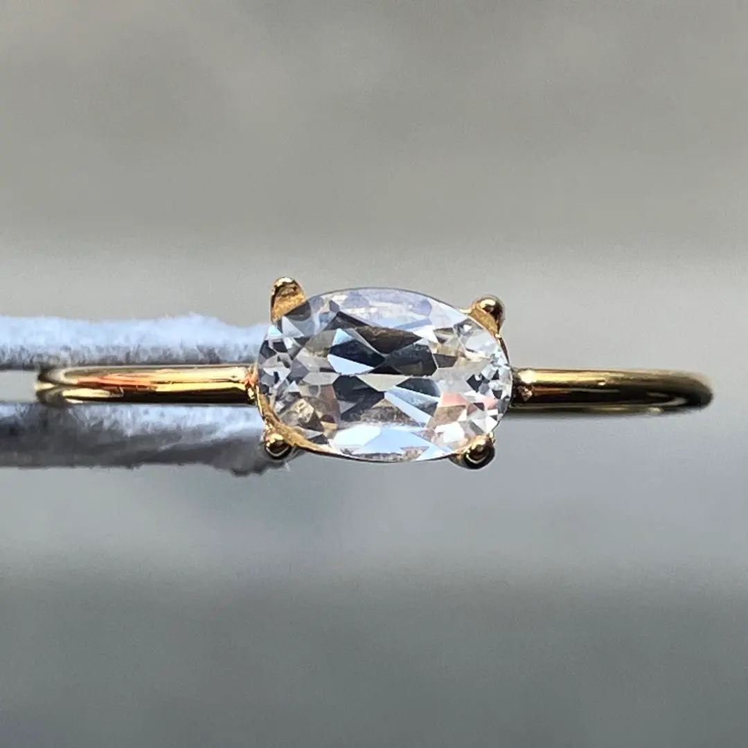 Thumbnail of White Topaz Oval Faceted Ring 0409