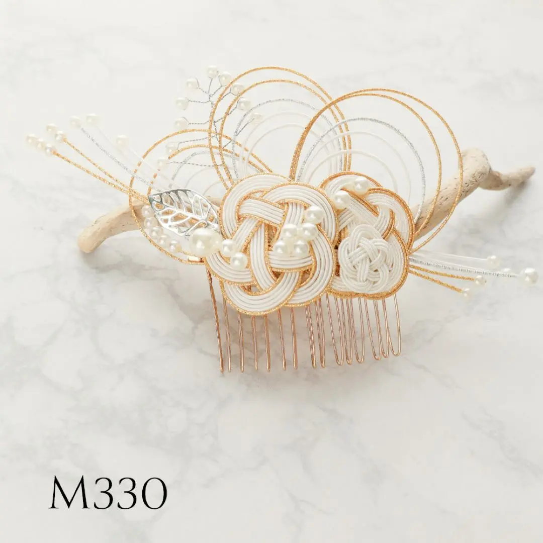 水引髮飾 U型髮簪 金銀白 和服髮飾 髮簪 和裝髮飾 M330 的縮圖