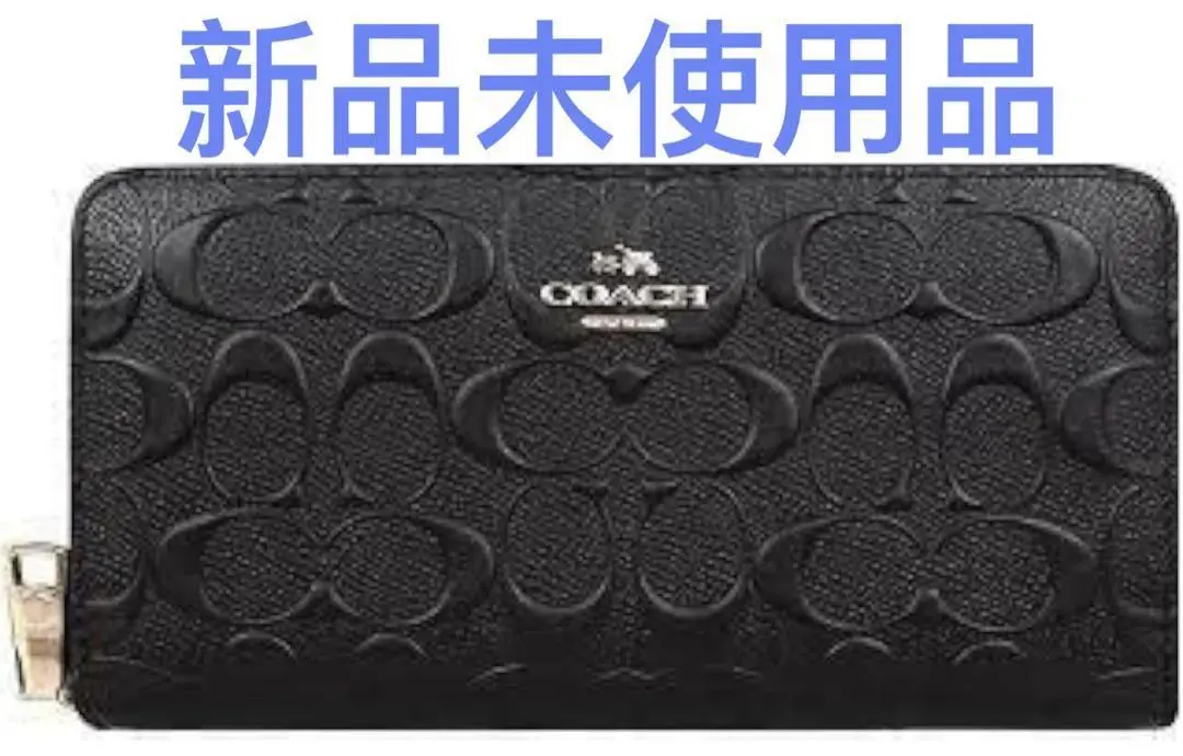 【未使用品】COACH 長財布 未使用 オールドコーチ ☆ レザー かぶせ 長財布 ブラック 財布