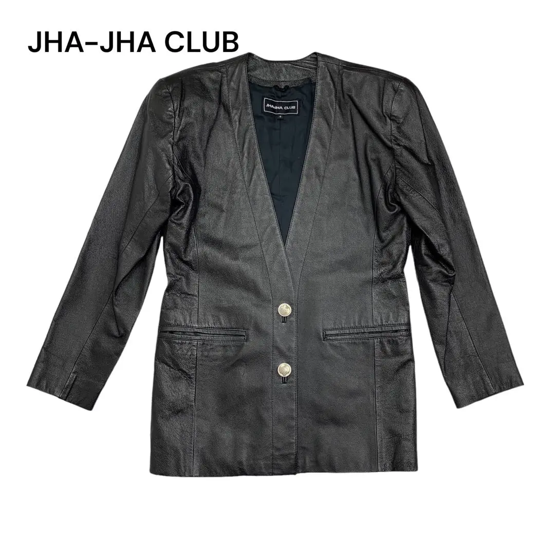 レア物　JHA-JHA CLUB　レザージャケット　裏地総イラスト　ブラック 日本製 本革 裏地豪華】JHA-JHA CLUB レザー ダブル ライダース