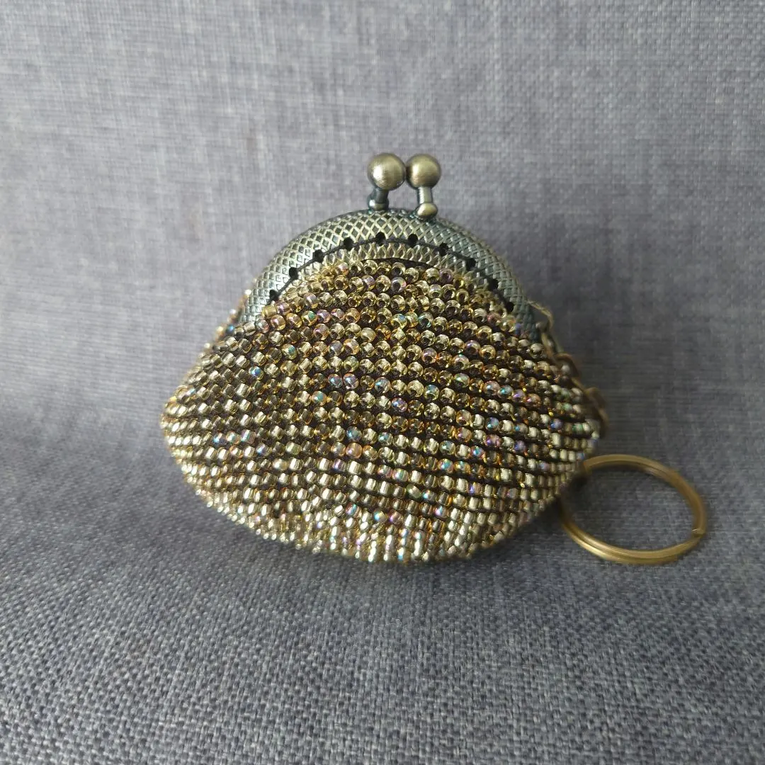 手工製作 零錢包 錢包 小錢包 硬幣包 閃亮 珠子 金色 的縮圖