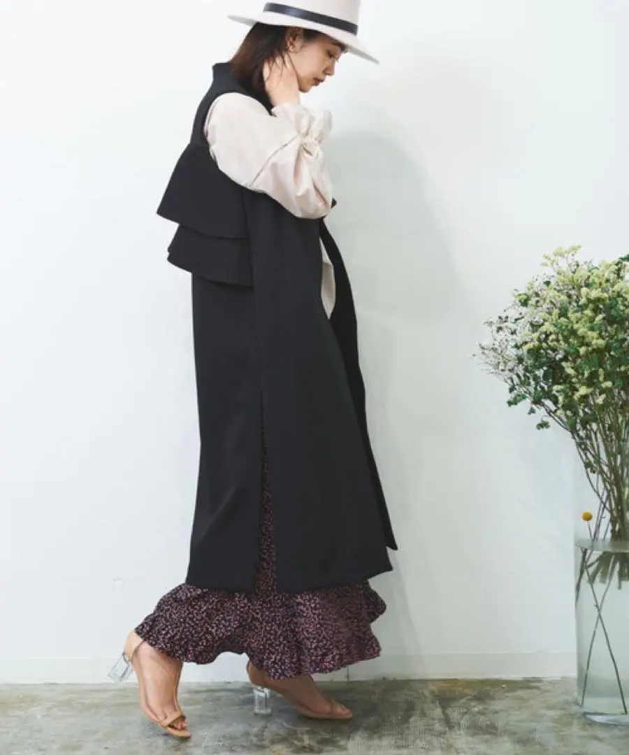 T208◇HERENCIA ヘレンチア ロング ジレ ロングベスト オフィカジ