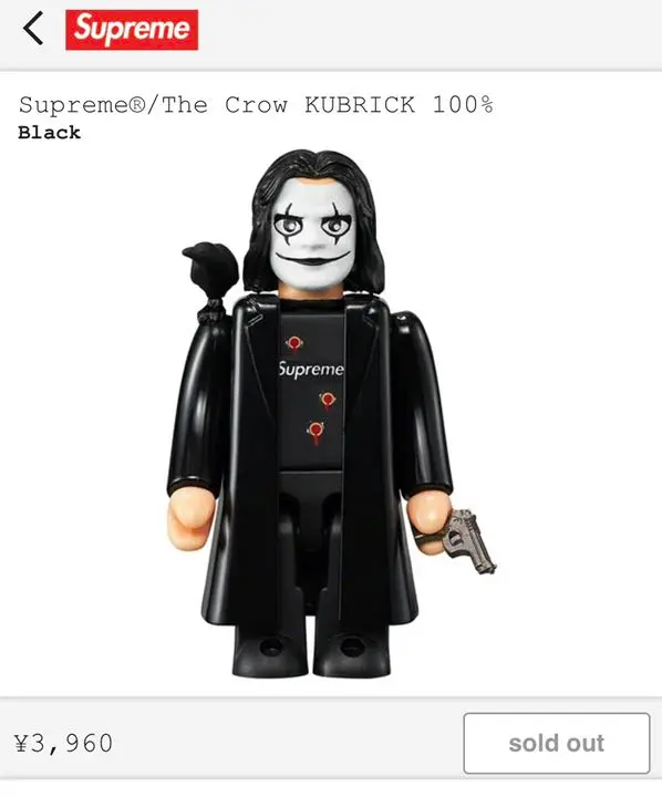 Supreme - 評価378！Supreme The Crow KUBRICK 1000% Supreme x The Crow Kubrick Figure 1000% - FW21 - GB