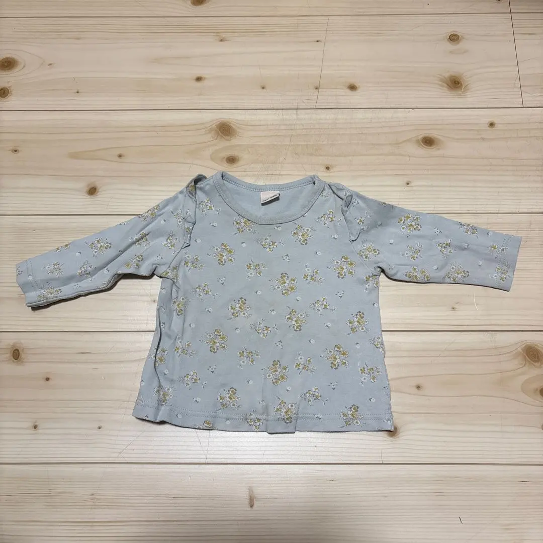 Thumbnail of Petit main floral long-sleeved cut-and-sew top, 80cm. Bulk purchase discount available.
