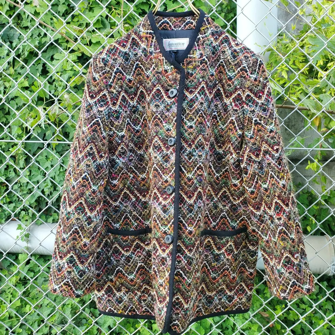 Thumbnail of Tweed jacket, collarless jacket, wool jacket, patterned jacket