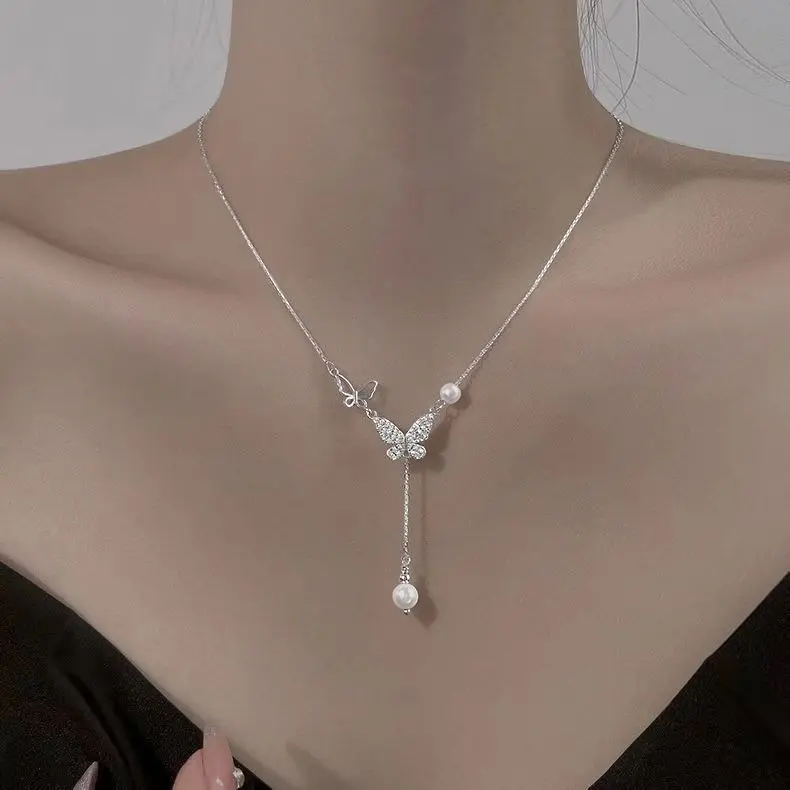 Thumbnail of ♥️ New Item ♥️ Stylish Simple Women's Necklace Silver Korean Butterfly