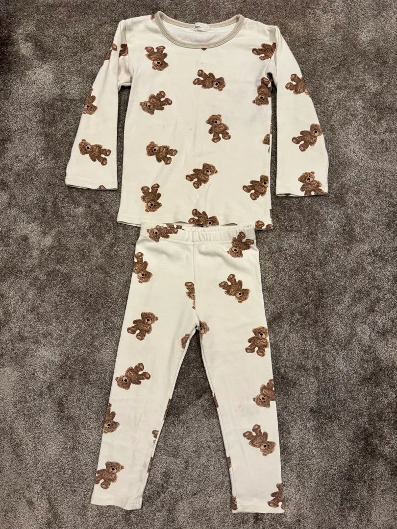 Thumbnail of Juno... Korean baby pajamas long sleeve kids bear pattern set up 90