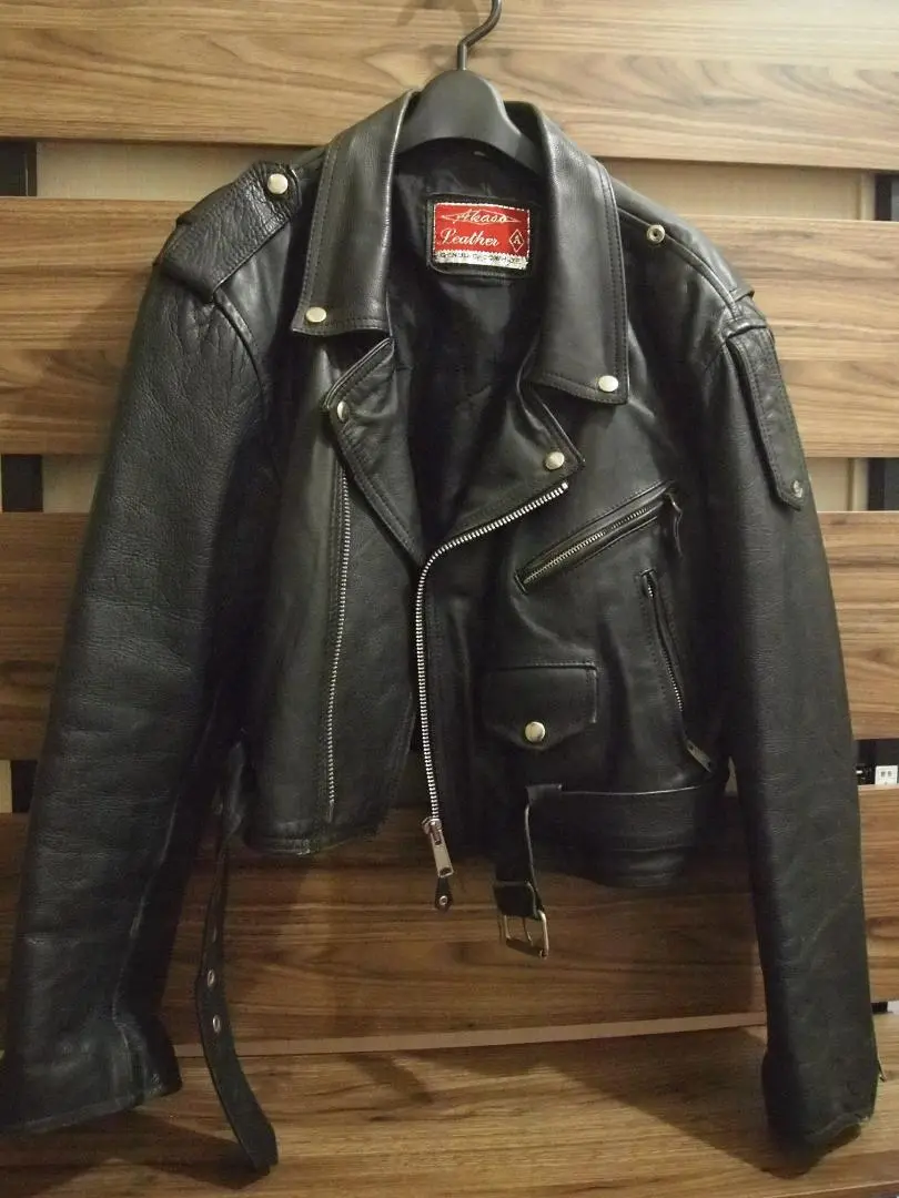 90年代　ヴィンテージ 【AKASO】本革ライダースジャケット　クロップド丈 90年代 ヴィンテージ 【AKASO】本革ライダースジャケット