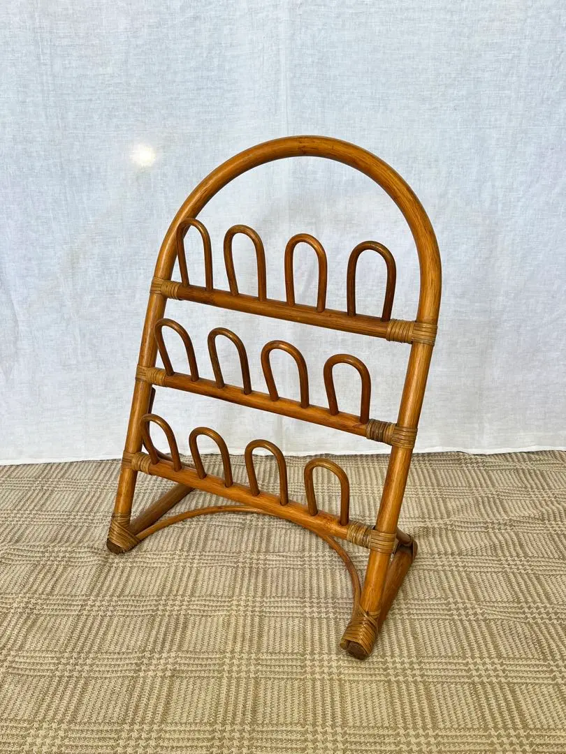 Thumbnail of Antique Rattan Slipper Rack, Holds 6 Pairs, Showa Retro, Old Tools, Folk Craft