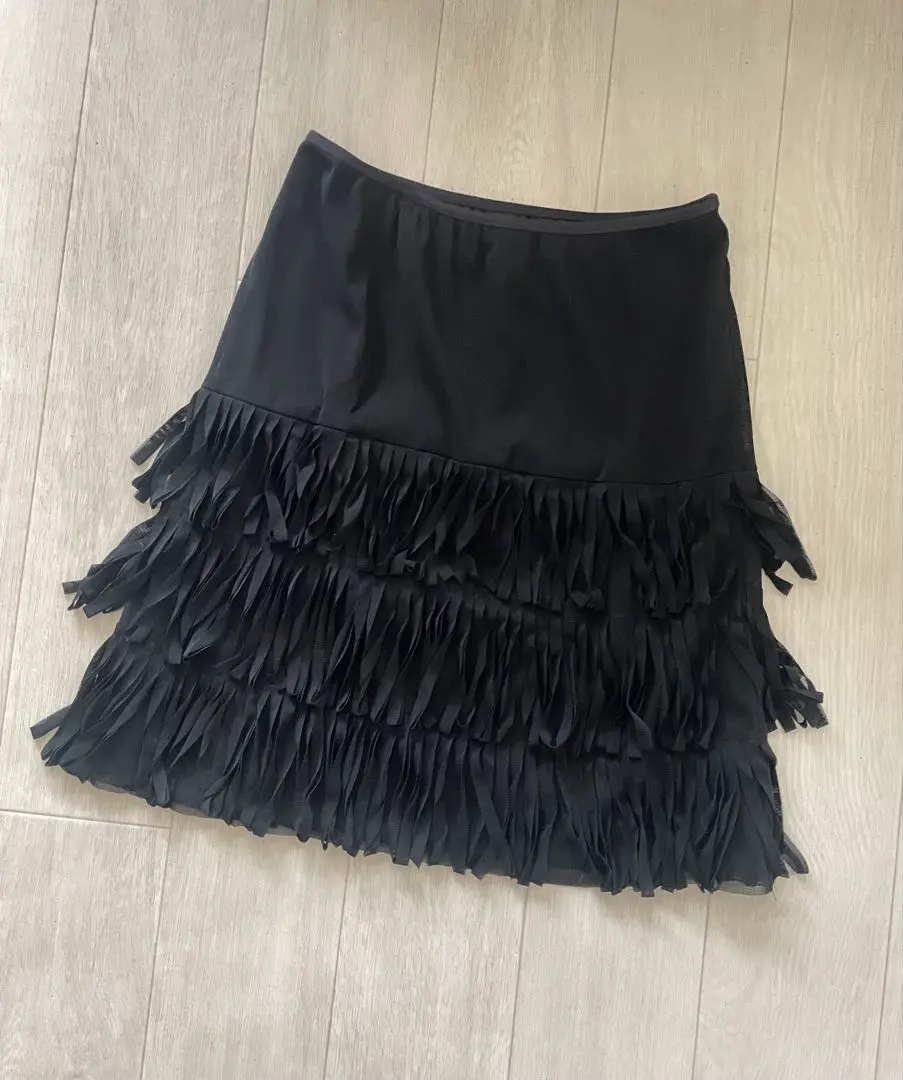 Thumbnail of VIVIENNE TAM Black Fringe Skirt, Size 0