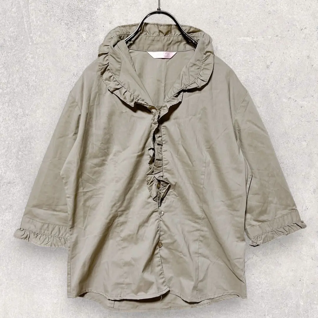 Dear Darling 荷葉邊領口 襯衫 M 米色 甜美 自然 的縮圖