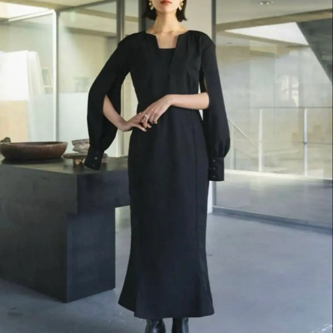 【M】Knuth Marf オケージョンドレスM Knuth Marf クヌースマーフ オフショルダーデザインドレス ブラック/SS