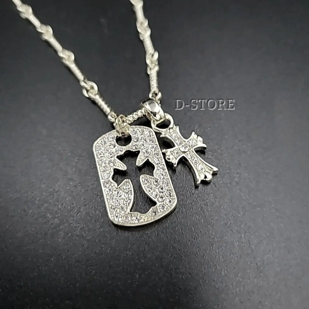 Thumbnail of D-STORE Cross Necklace Twist Chain Dog Tag Silver
