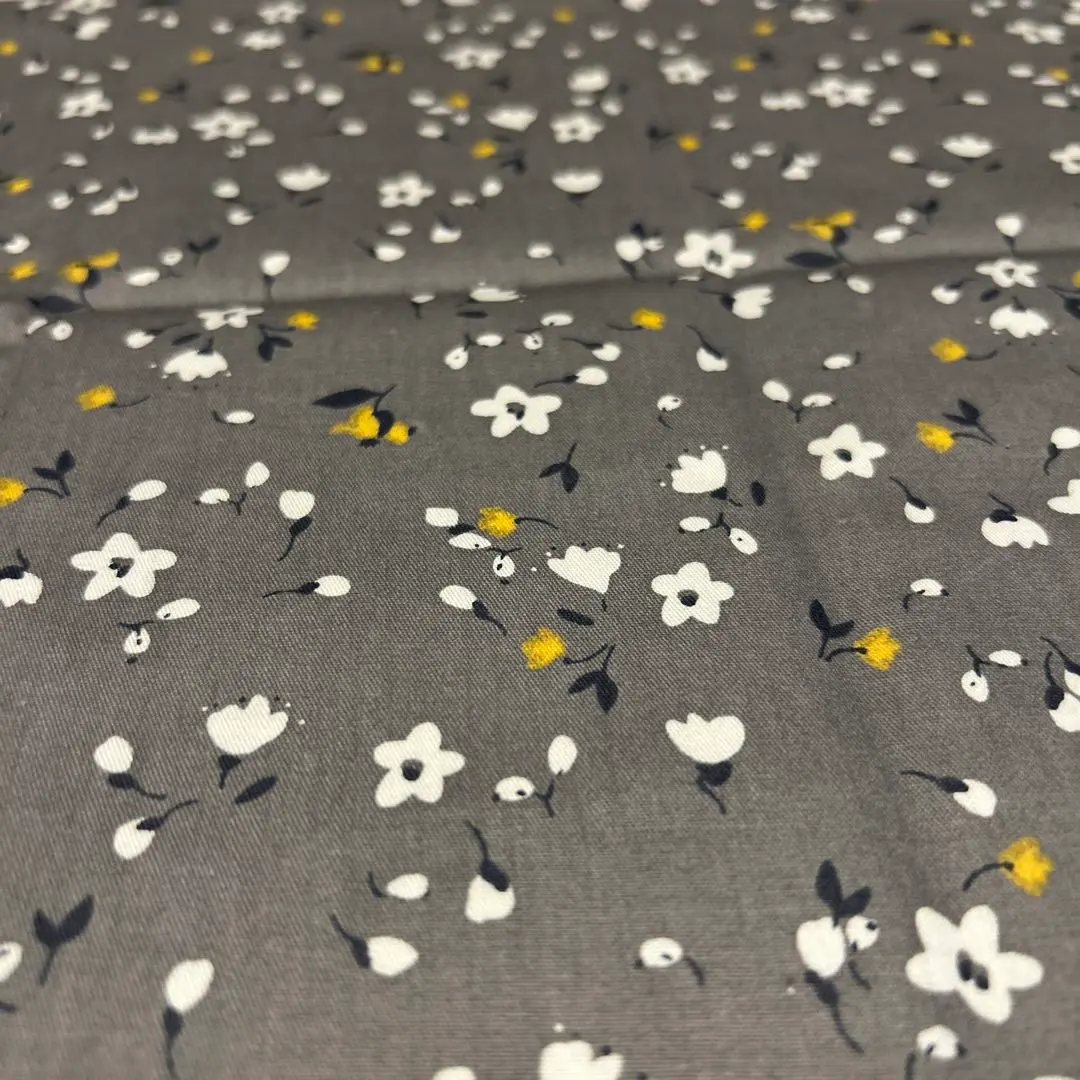 Thumbnail of 8 Gray Floral Cotton Fabric 46 x 56