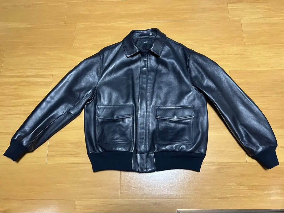 LOEFF ロエフ　ラムレザー　フライトジャケット ネイビー　サイズ1 LOEFF ロエフ ラムレザーフライトジャケット ネイビー サイズ：1