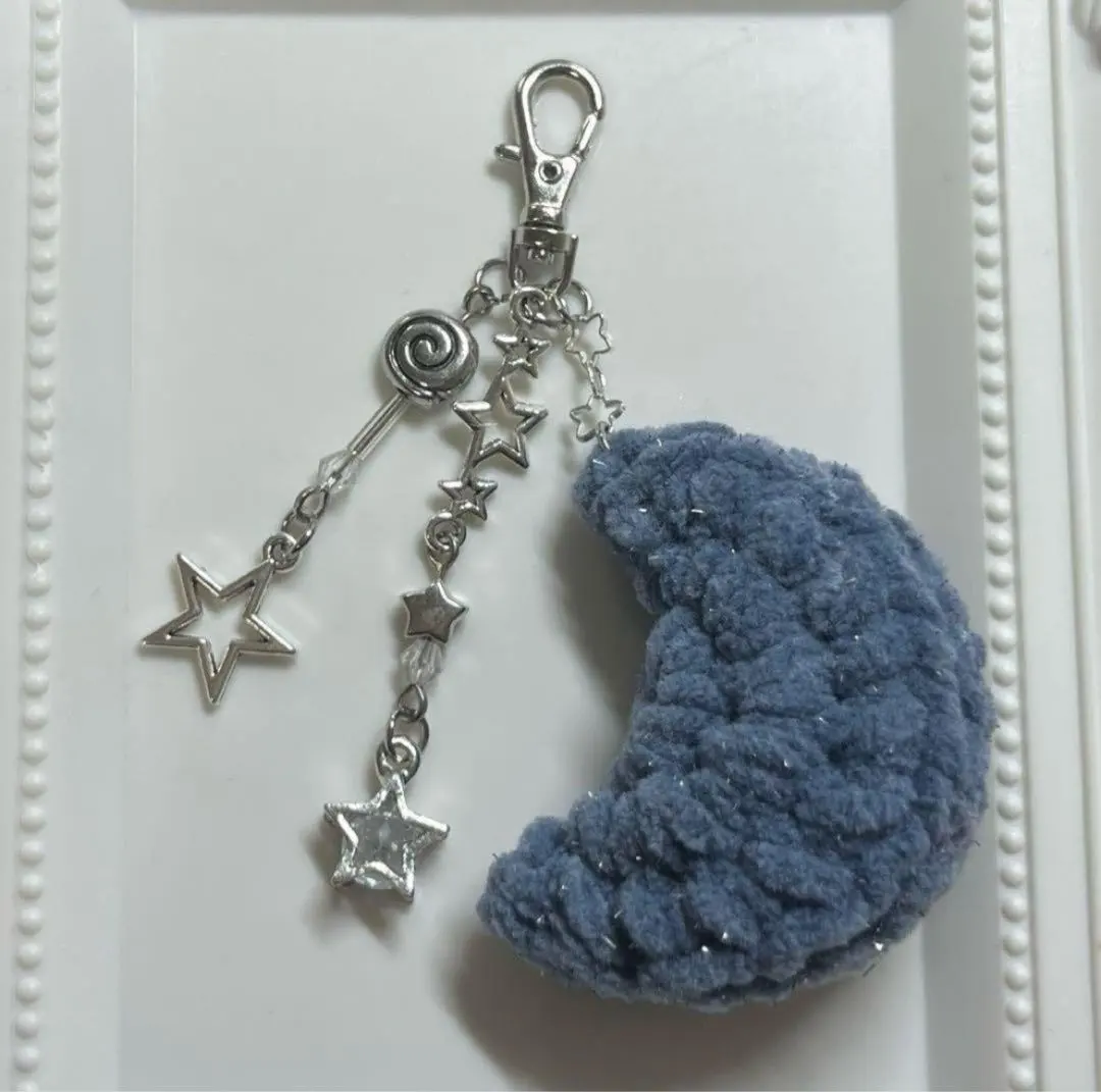 Thumbnail of Knitted bead keyholder: Moon, Blue, Y2K, Simple, Korean