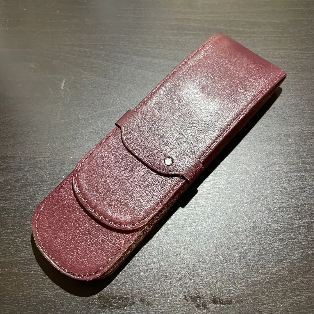 萬寶龍 MONTBLANC 筆袋 皮革 紅酒色 的縮圖