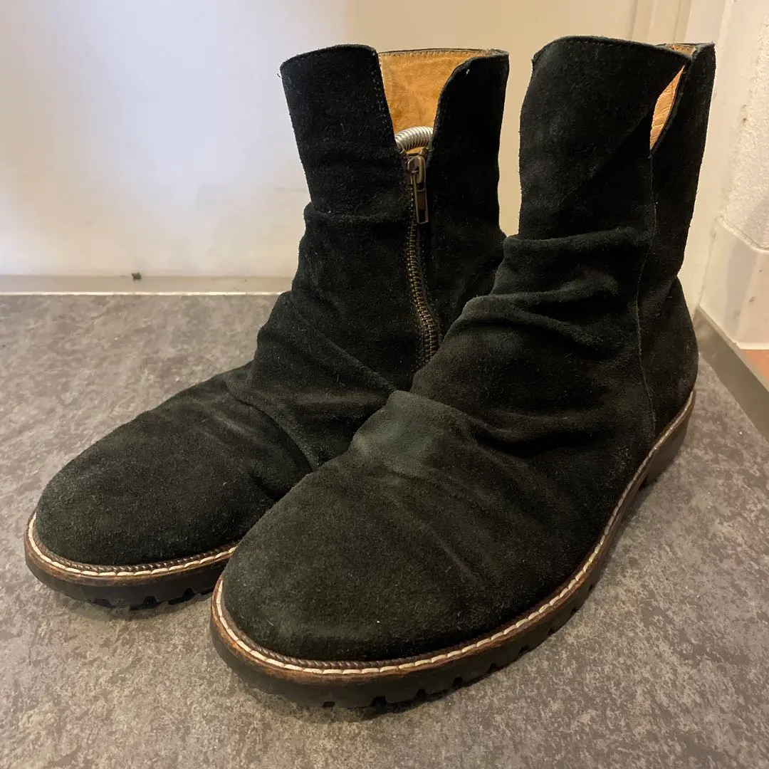 Thumbnail of Free's shop black suede zipper boots