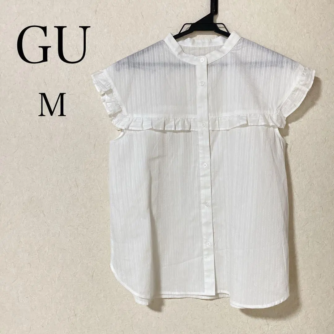 Thumbnail of GU Sleeveless Frill Blouse Sheer Cotton White M