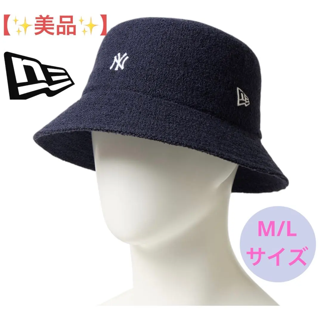 【美品】NEWERA 海軍藍色 絨毛漁夫帽 New Era Snow Man 的縮圖