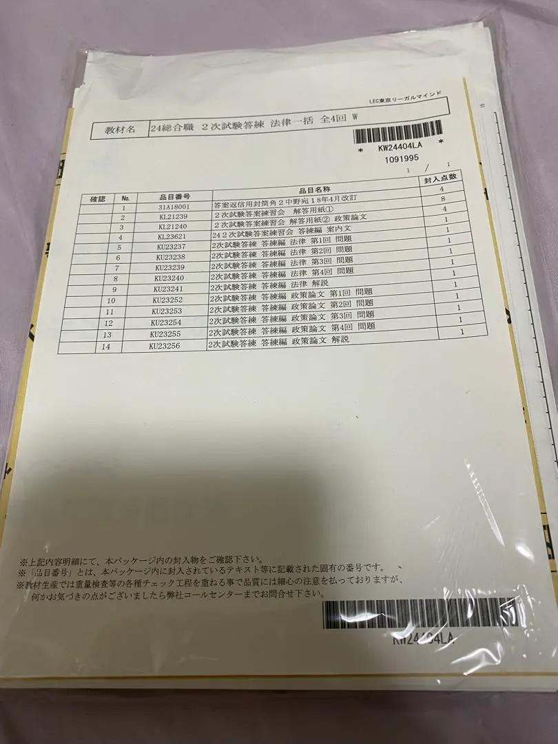 LEC東京リーガルマインド 公務員 国家総合職 2次試験答案練習会 講義編 2024年合格目標 テスト計4回 状態良い 012m4D 国家総合職対策 オリジナルテキスト - 公務員試験｜資格の予備校