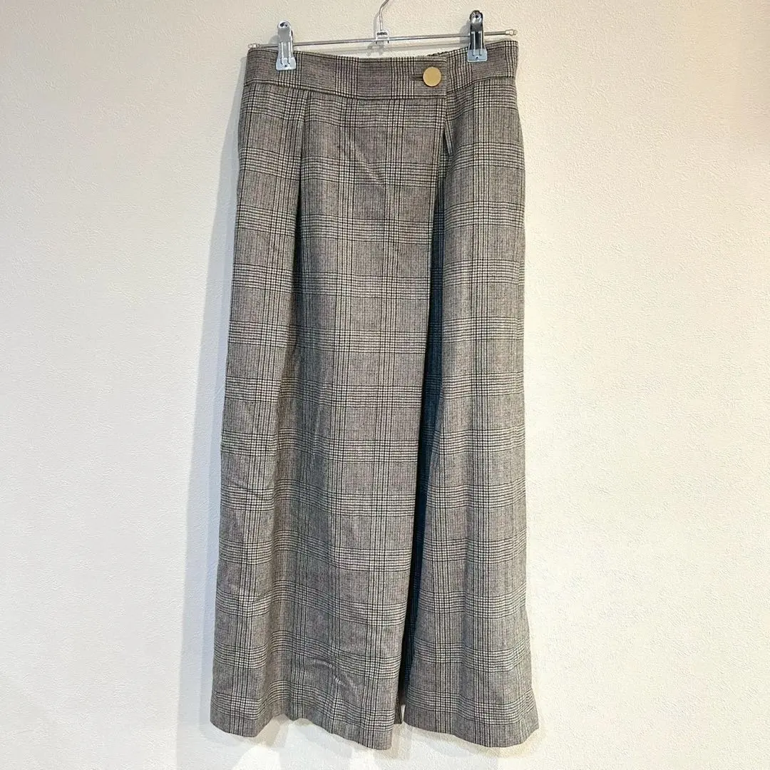 Thumbnail of Northleys Wide Pants Glen Check Waist Back Elastic Wool 100% 36