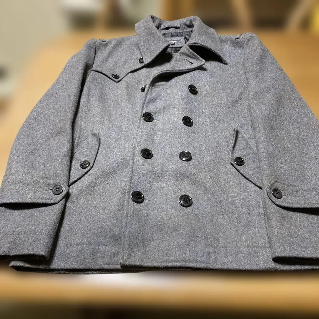 Thumbnail of Men's Wool Blend Pea Coat - Dark Gray - Size L