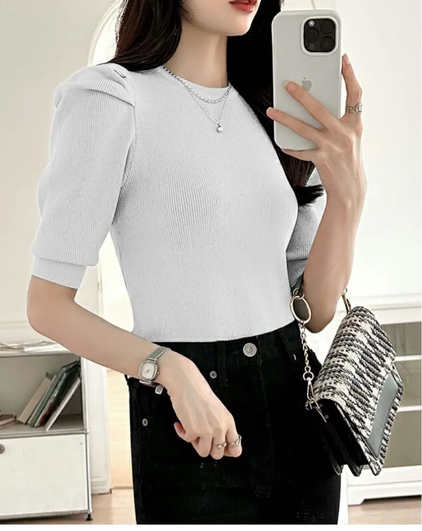 Thumbnail of cocomomo Five-Sleeve Puff Sleeve Knit White
