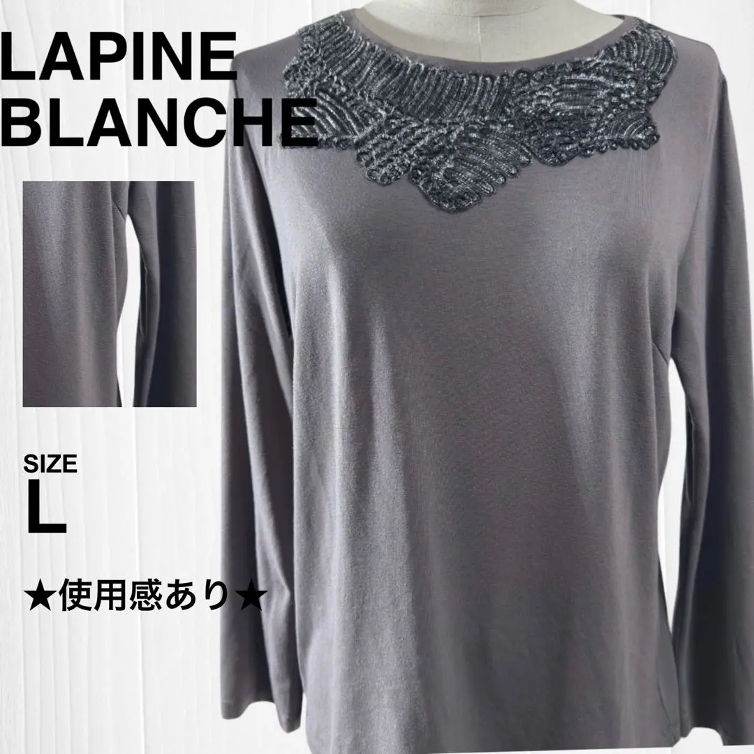 拉彼奴白 長袖 T恤 彈性刺繡 圓領 日本製 的縮圖