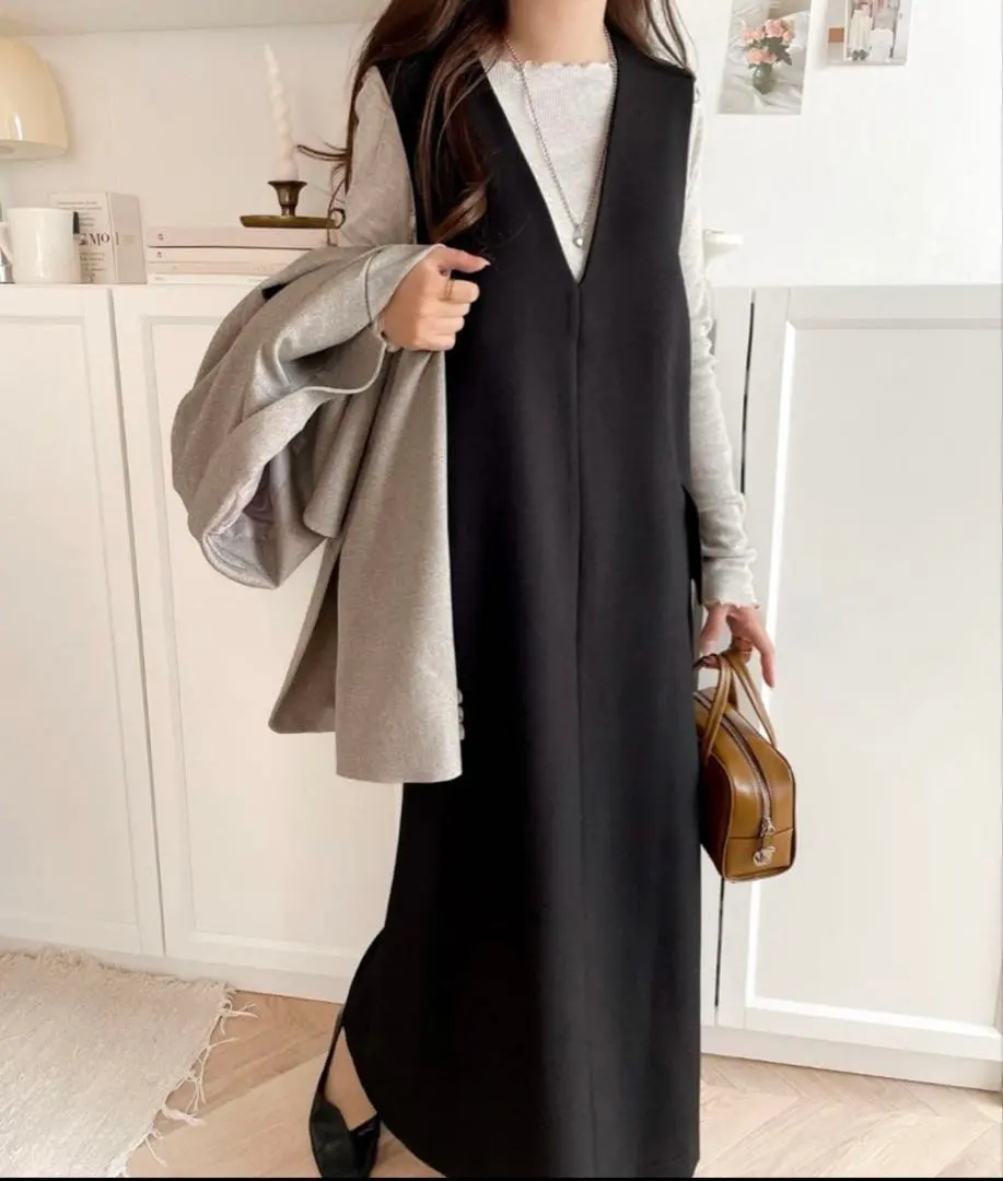 Thumbnail of New Classical Elf V-neck Dress with Pockets, Black, L