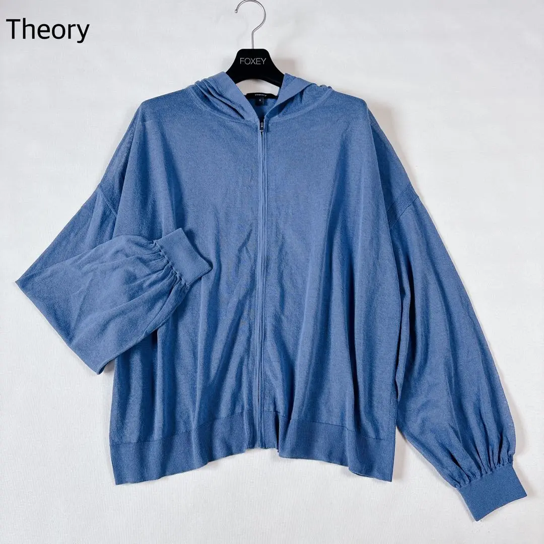 Theory　セオリー　ウォッシャブル　フルジップパーカー　シアー　ブルー　S Theory セオリー ウォッシャブル フルジップパーカー シアー