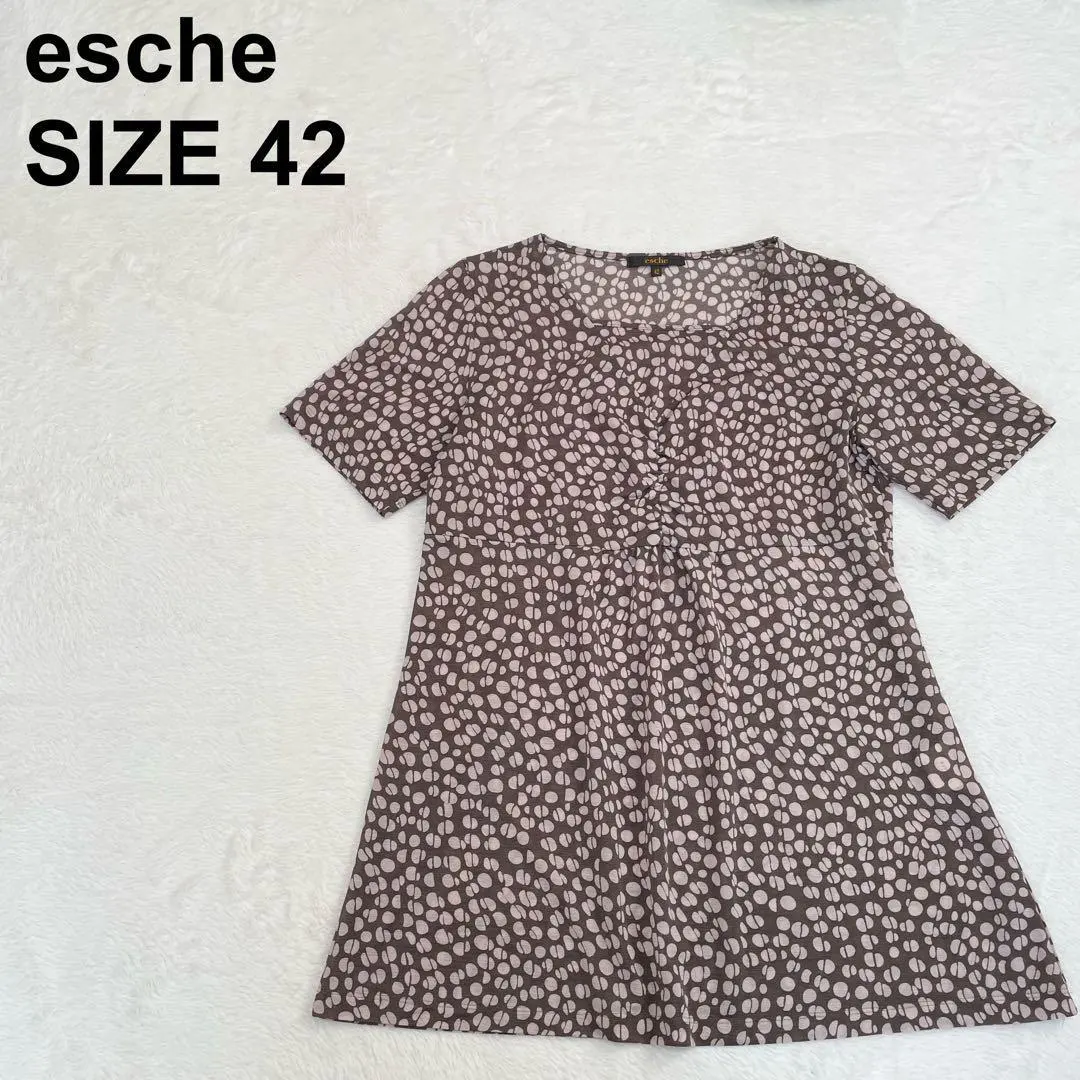 Thumbnail of Esh Short Sleeve Tunic Blouse Lightweight All-over Print Elegant Plus Size (581)