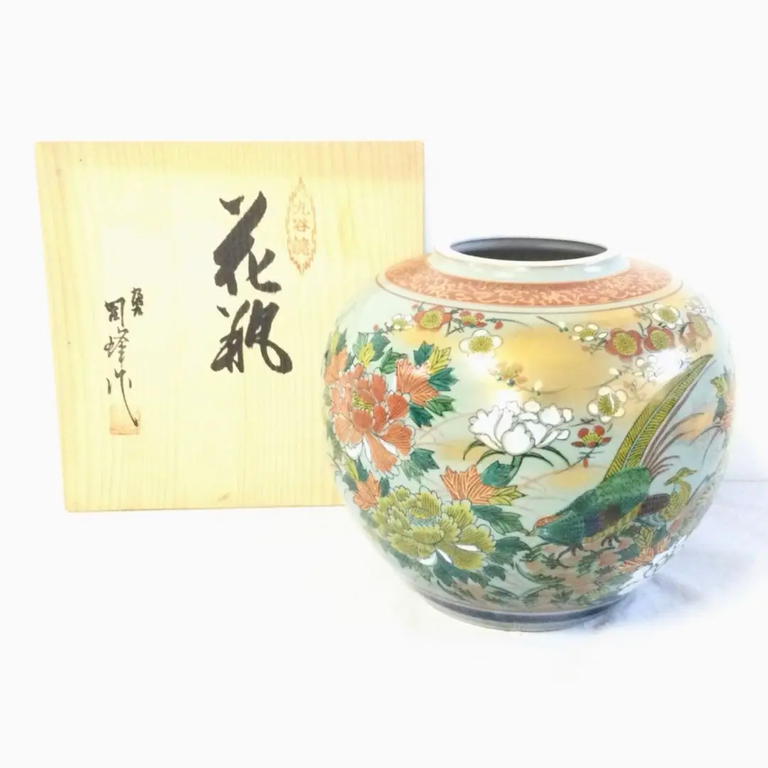 九谷焼　司峰　色絵　オシドリ　花瓶　花器　置物　陶磁器　ベージュ　日本製 2025年最新】九谷 花瓶 司峰の人気アイテム - メルカリ