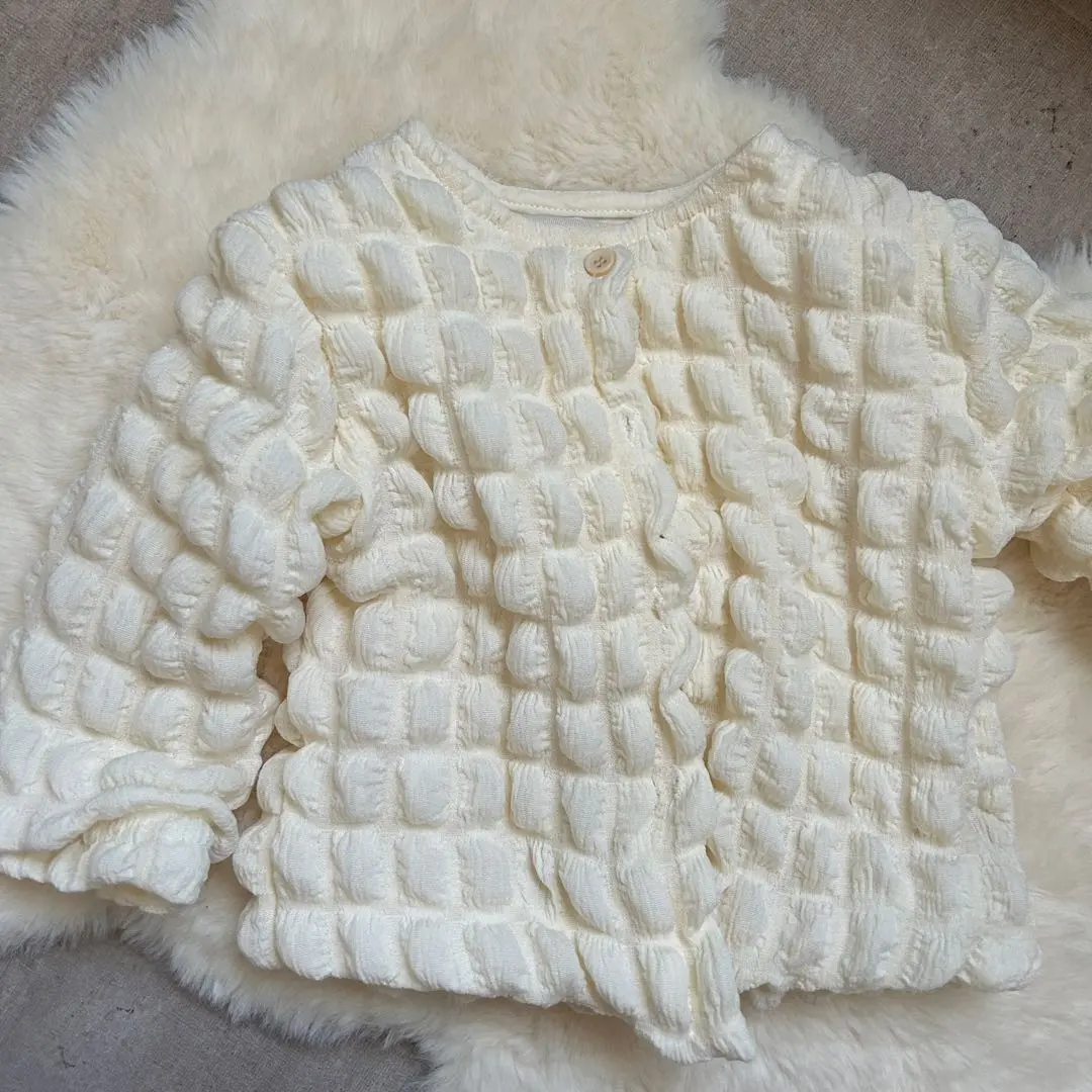 Thumbnail of Korean children's clothing waffle cardigan 90