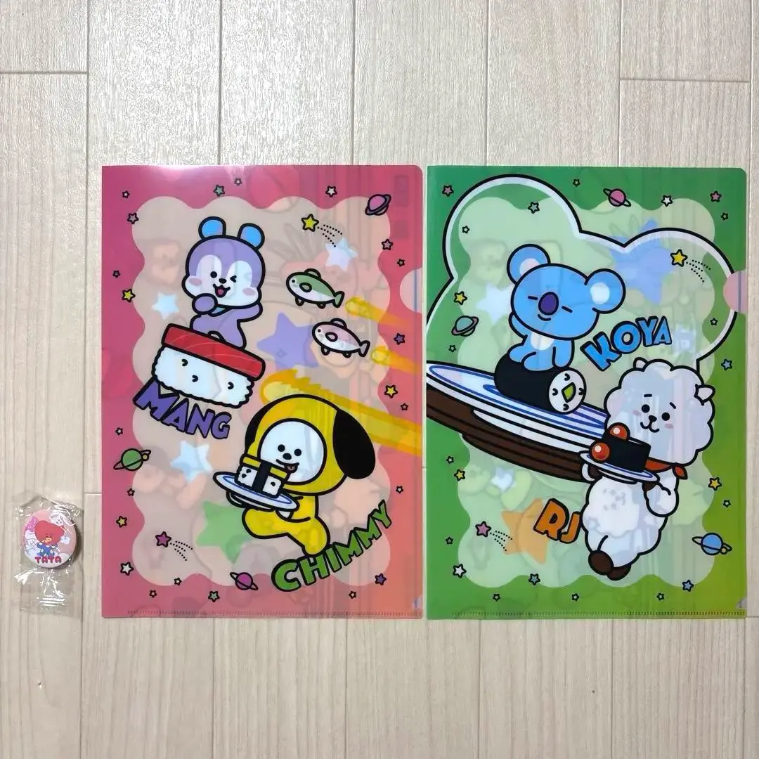 Thumbnail of Brand New BT21 Kura Sushi Clear File Set (2) & Can Badge - Limited Edition