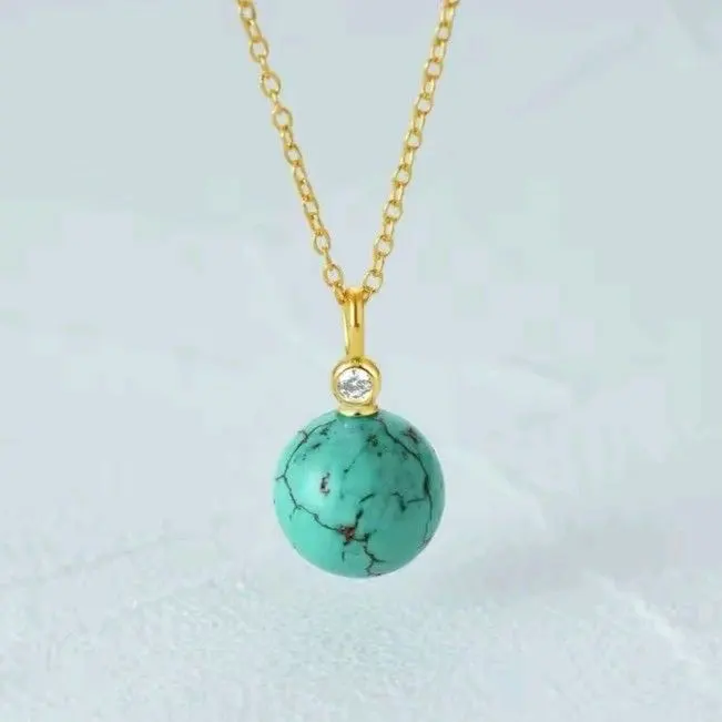 Thumbnail of X727 Necklace for Women, Gold, K18, Turquoise