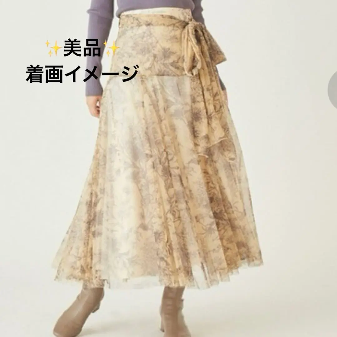 Thumbnail of SNIDEL Floral Tulle Skirt Long Lace Waist Ribbon