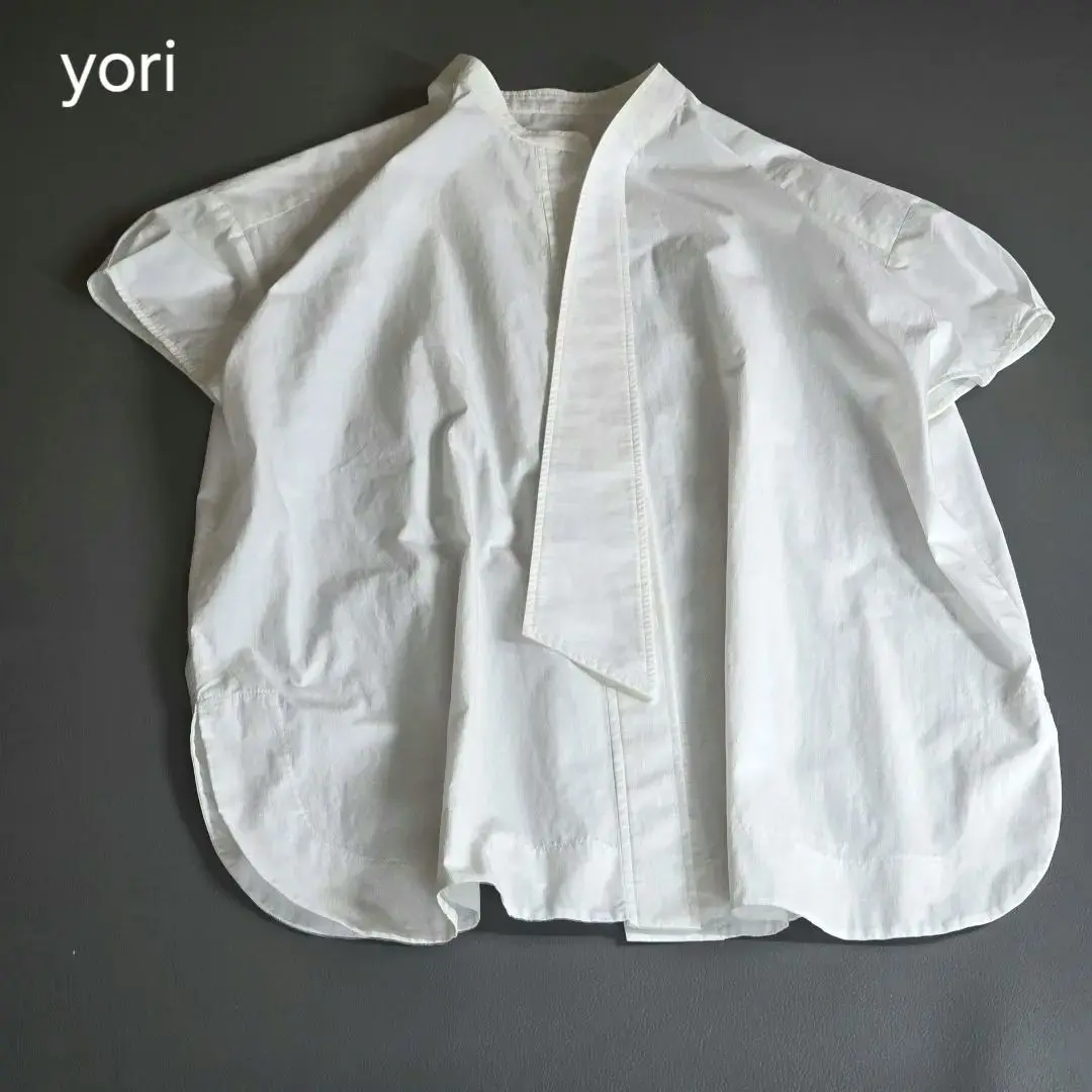 yori ギンガムチェック リボン付きシャツ 36 ボウタイ ブラウス