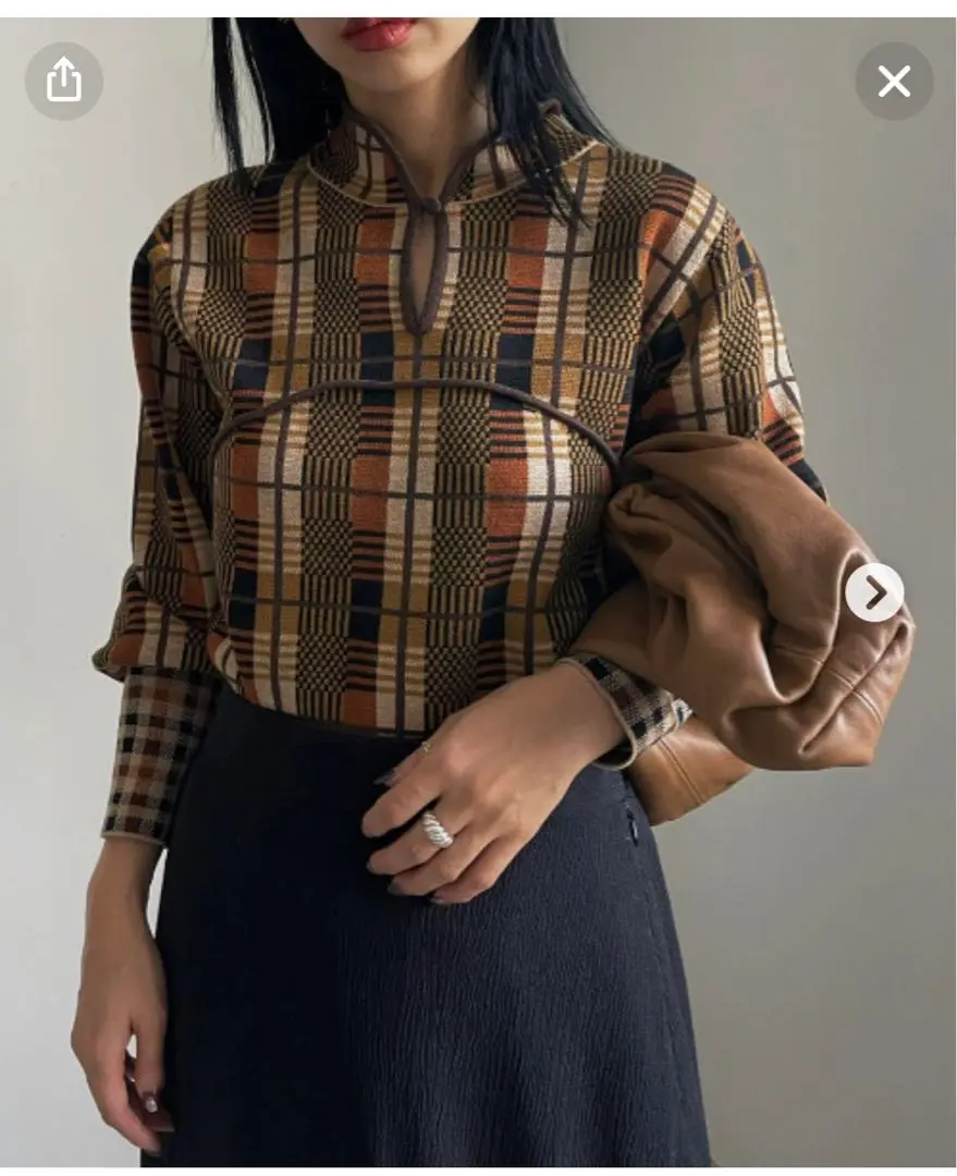 あしゅら様　AMERI SWITCHING CHECK KNIT TOP 2025年最新】switching check knit topの人気アイテム - メルカリ